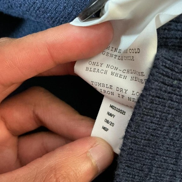 Red Ale 100% Cotton Thermal Men's Navy Blue Mock Neck Button Up Pullover Sweater - Picture 3 of 5